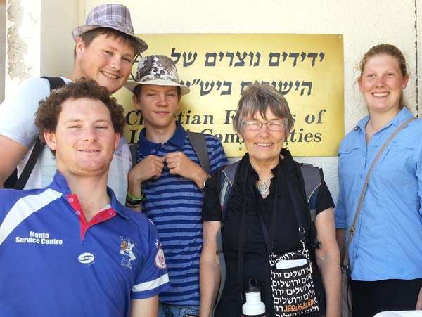 Joy Heylen with tour pilgrims