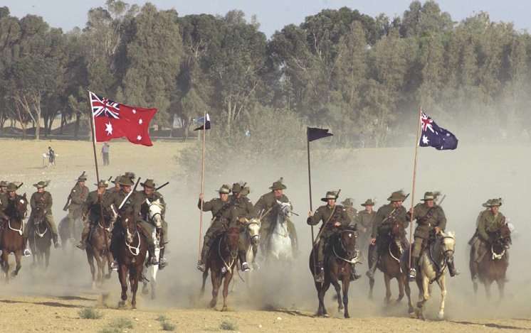 PHOTO: 31 October 2007. The 90th anniversary re-enactment of the Charge of the 4th and 12th Australian Light Horse Regiments at Beersheba by members of the ALHA