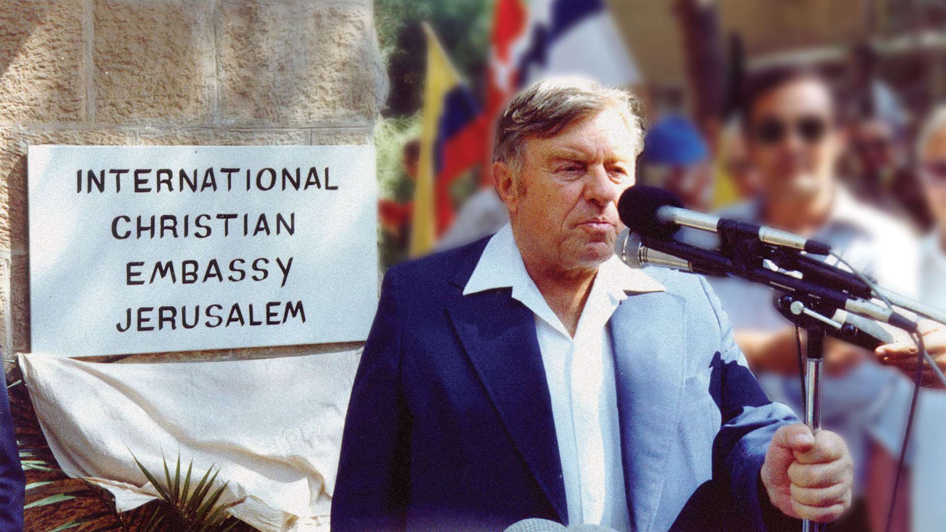 Former Mayor of Jerusalem, Teddy Kollek, opens the Christian Embassy