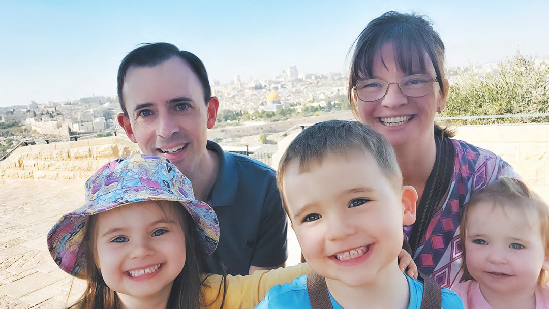 Enoch and his wife Sarah with Hannah, David and baby Olive in Jerusalem