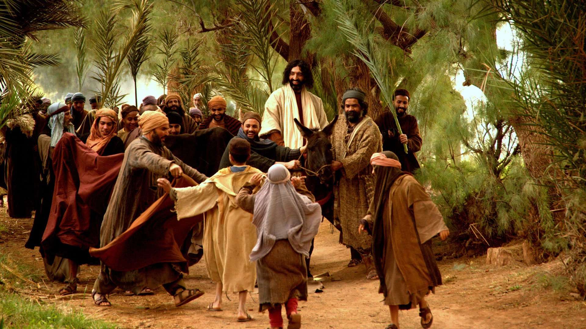 Jesus depicted entering Jerusalem a week before Passover