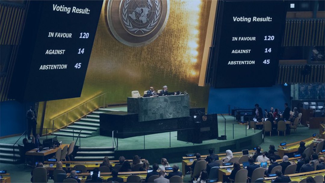 The UN General Assembly Adopts Resolution A/RES/ES-10/21. | Photo: UN Photo/Evan Schneider
